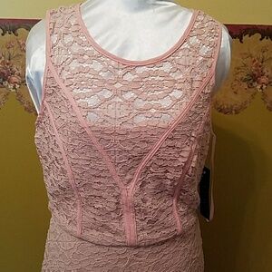 NWT AUW HIGH LOW PEACH LACE DRESS (sz 12)